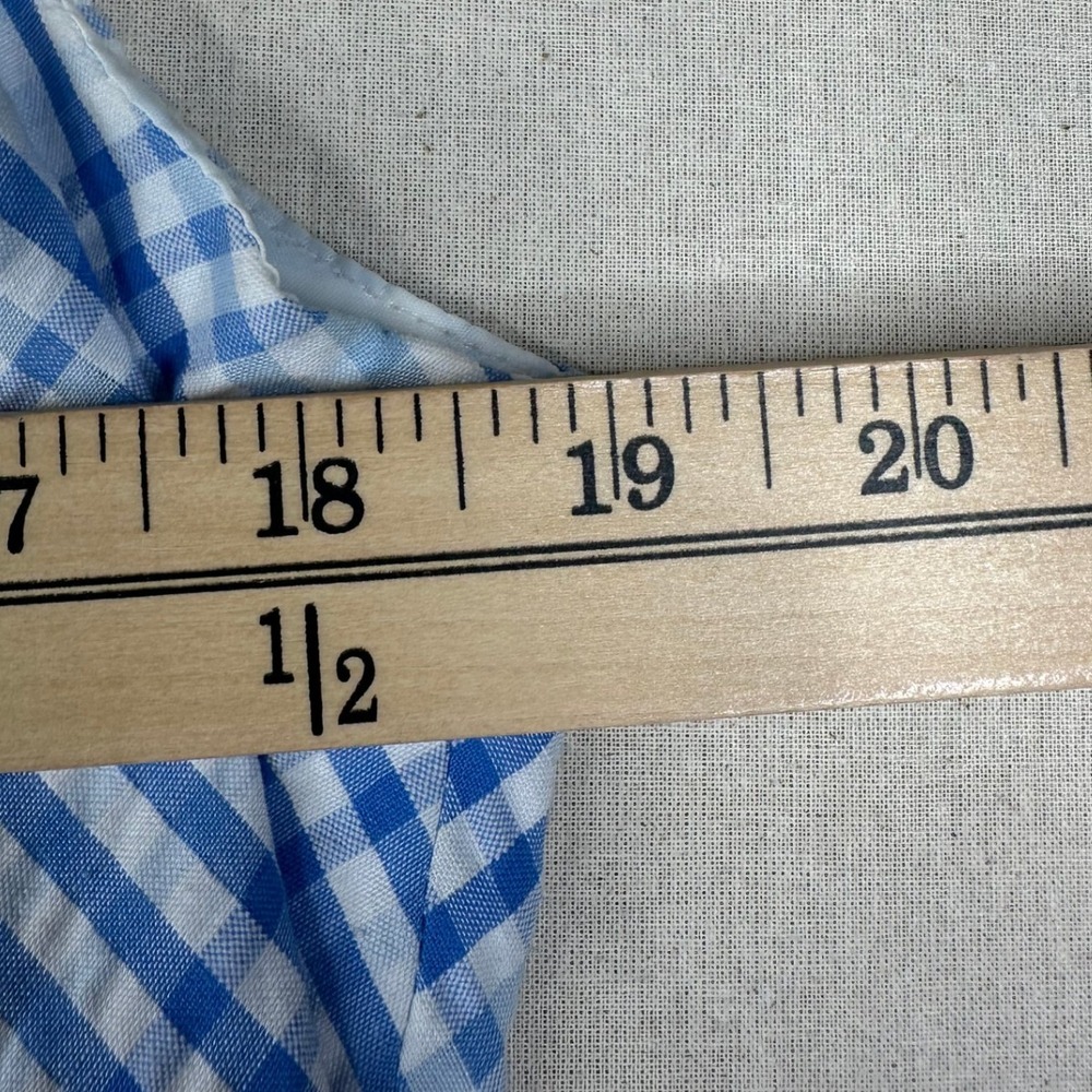 Anne Klein Seersucker Plaid‎ Midi Dress size 12 Blue/White - Picture 6 of 8